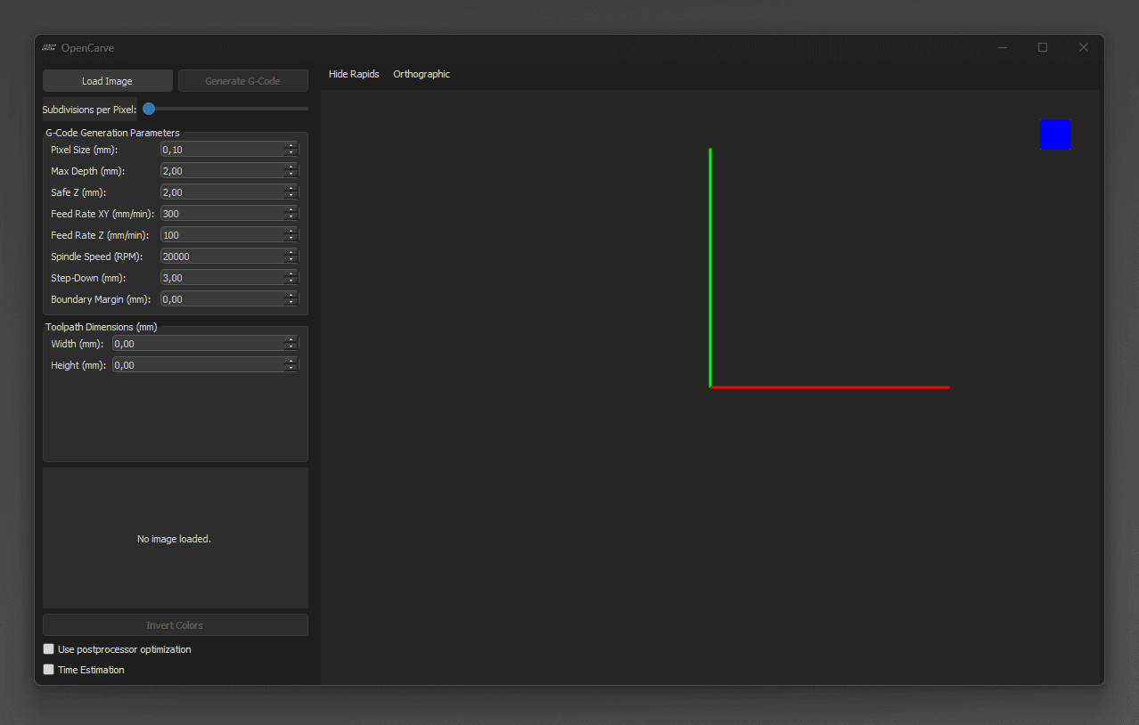 OpenCarvePython main interface